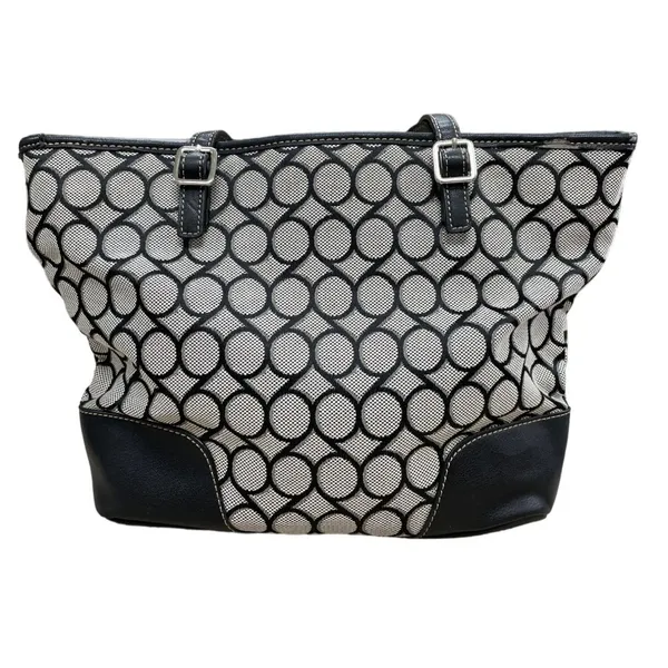 Nine West Womens Black and White Large Handbag Shoulder Bag SKU 1460 - Image 2