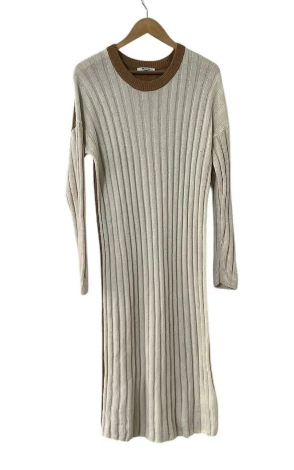 MADEWELL Wool Long Sleeve Two Tone Midi Sweater Dress - Image 7