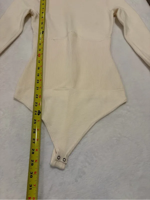 Abercrombie & Fitch Ivory Sweater Knit Corset Bodysuit - Size Medium - Image 6