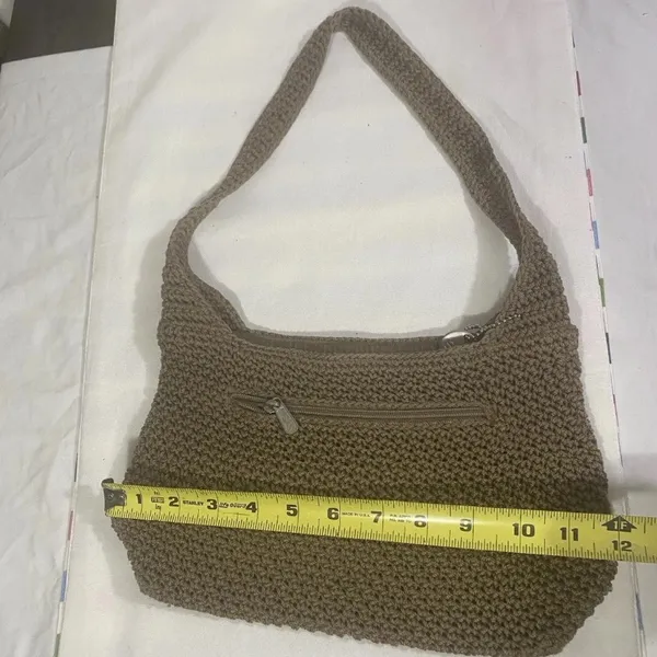 The Sak Original Crocheted Shoulder Bag Brown Knit Hobo Purse - Image 2