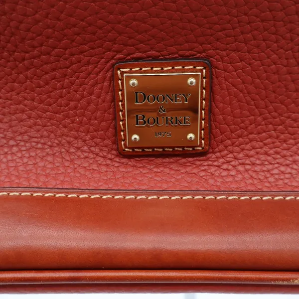 Dooney & Bourke Satchel Womens Medium Zip Zip Pebbled Leather Orange Excellent - Image 3