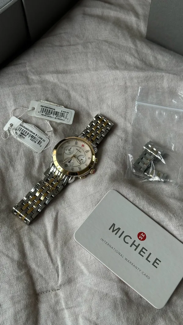 Michele Sidney Chronograph Diamond Two-Tone Womens Watch - Image 6