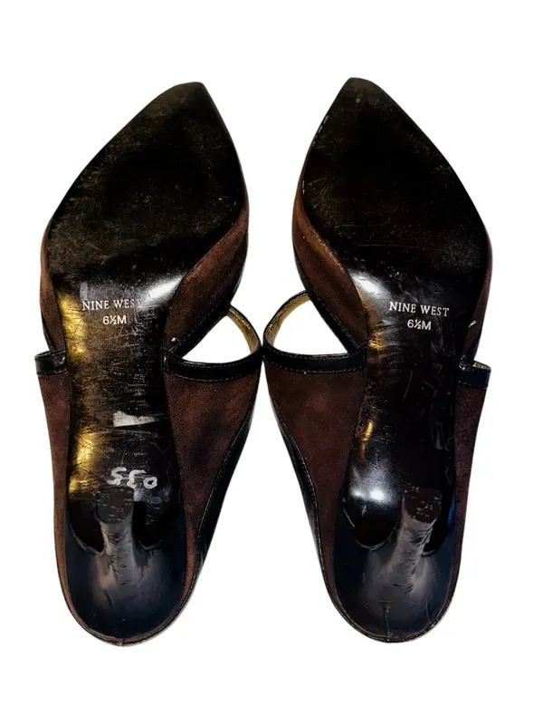 Nine West Brown Suede Slings with Buckle Detail - Image 8