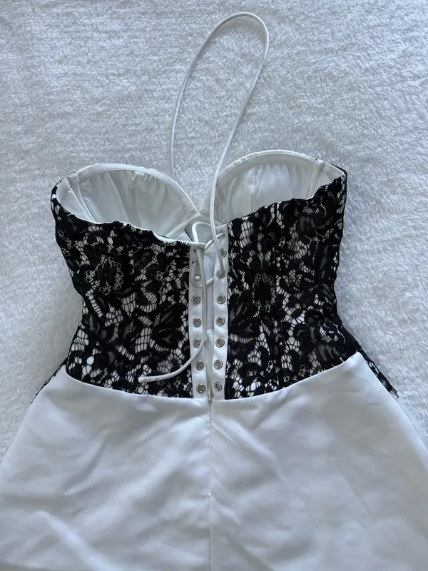 Heiress beverly hills white strapless stain lace dress - Image 3