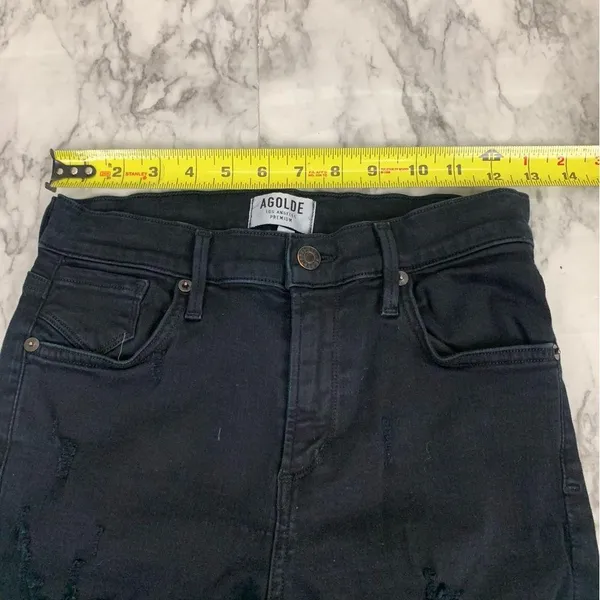 AGOLDE Black Distressed Skinny jeans Denim size 26 high rise - Image 9