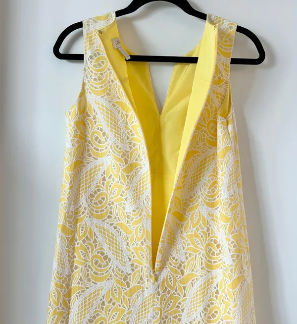 Loft Yellow Crochet Lace Sheath Sleeveless Summer Dress Size 2 NWOT - Image 8