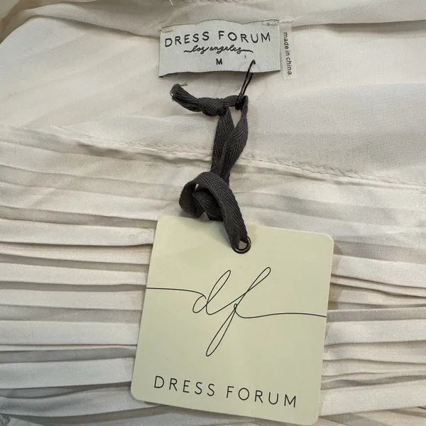 Dress Forum Olympia One Shoulder Pleated Asymmetric Maxi Dress Medium Ivory HOCO - Image 7