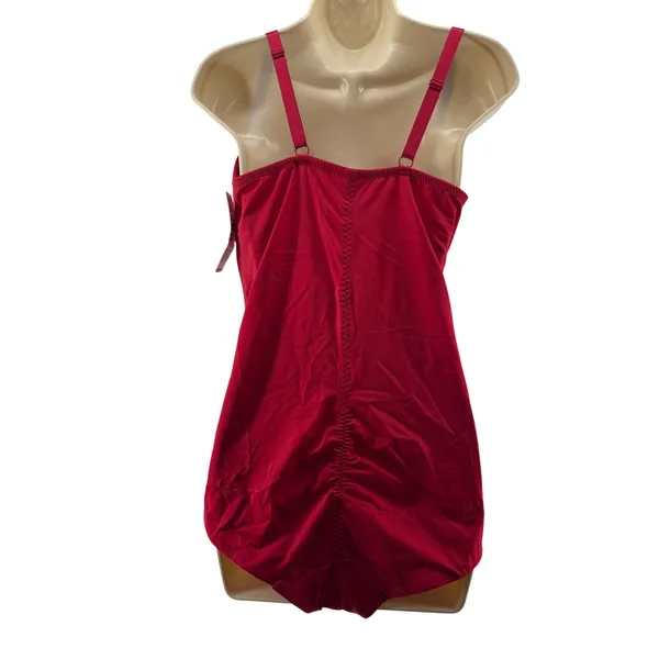 Ashley Stewart Racing Red Satin Panel Medium Control Shapewear Bodysuit Women 1X - Image 6