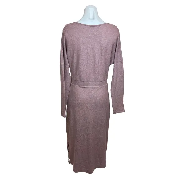 Anthropologie Eri+Ali Pink Knit V-neck Midi Long Sleeve Boho Sweater Dress Sz M - Image 2