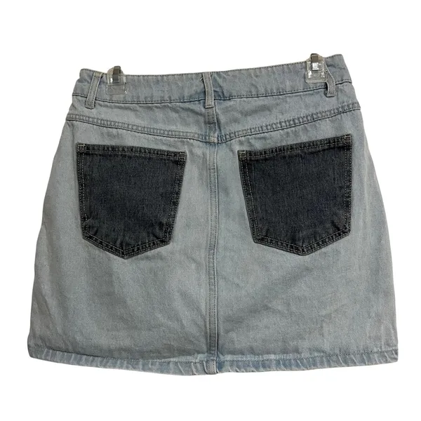 Boho Patchwork Denim Jean Skirt Mini‎ Wild Fable Blue Size 6 - Image 2
