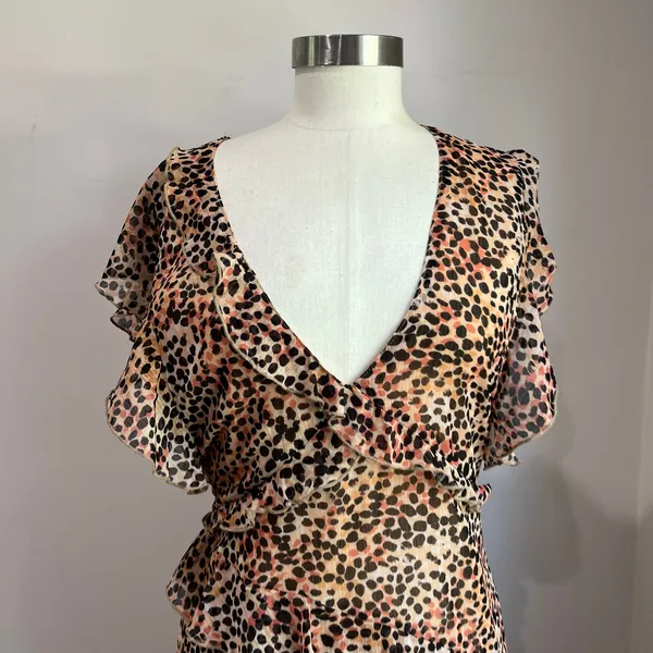 Revolve Majorelle Jasmina Leopard Print Midi Dress‎ Slip Style Party Dress Sz L - Image 7