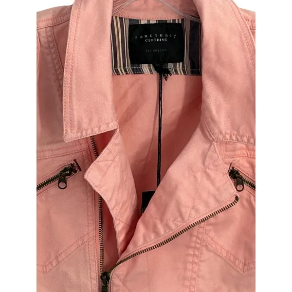 Sanctuary Motto Coral Pink Denim Jacket Size L - Image 4