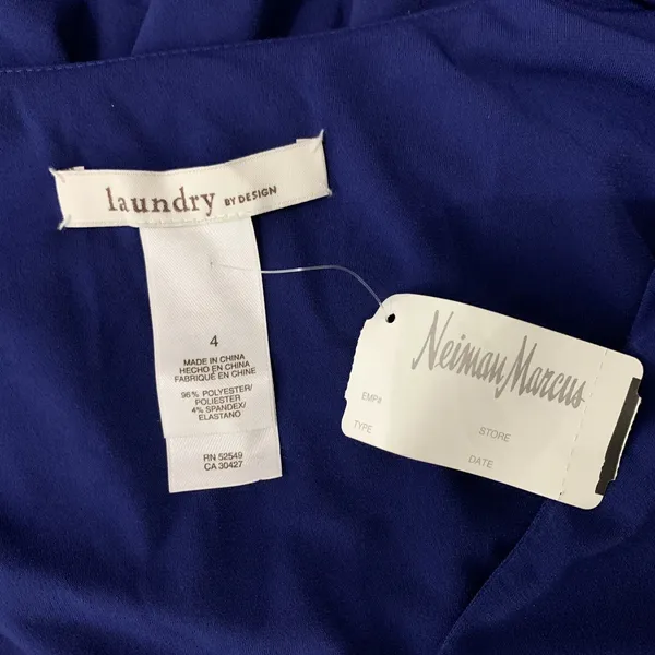 Laundry By Design Navy Ruched Cap Sleeve V Neck Dress‎ 4 Cocktail Party NWT - Image 6