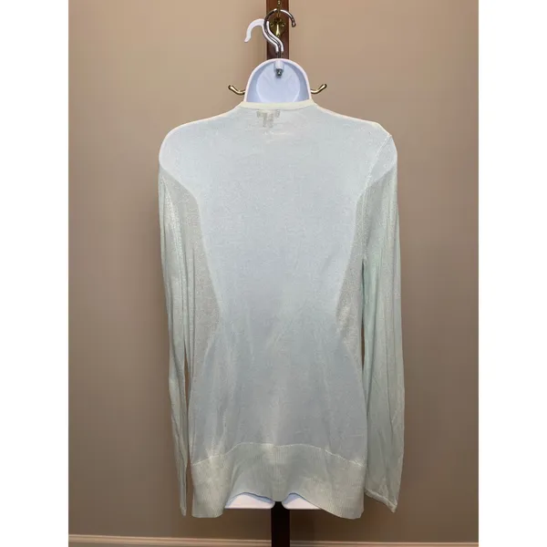 Ann Taylor Factory Wrap Top Size M Light Blue Semi‑Sheer Lightweight Layer - Image 3