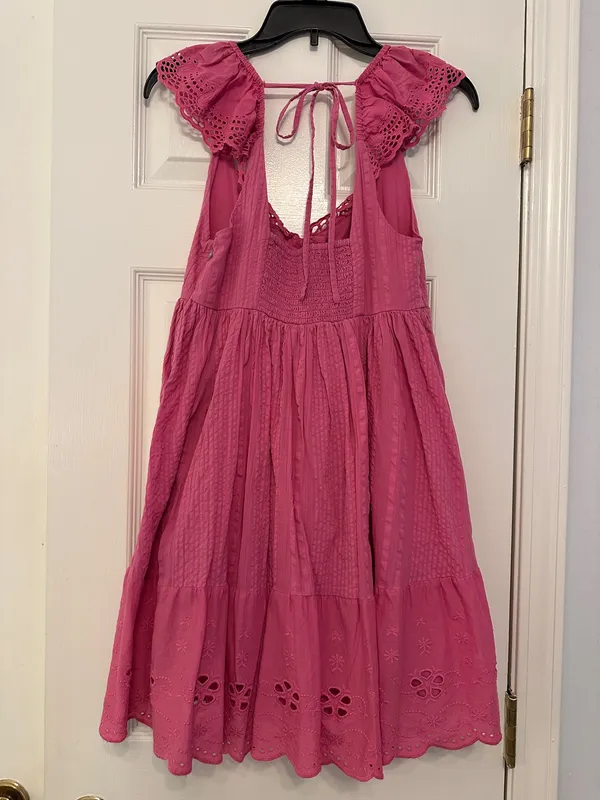 Urban Outfitters Pink Wildflower Lace Babydoll Mini Dress - Image 4