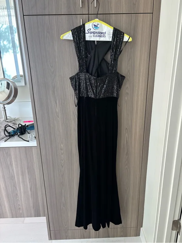 Eliza J Black Sequin Velvet Mermaid Dress - Image 2