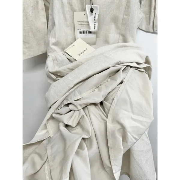 MIOU MUSE Dress‎ Size Small Bow Tie A-Line Mini Linen Blend New - Image 11