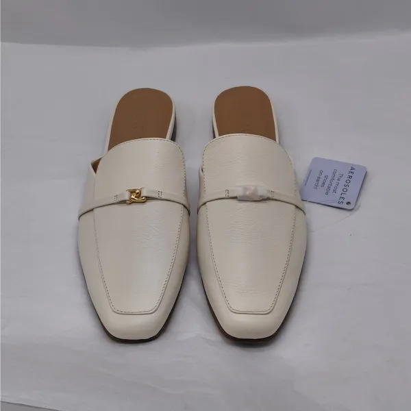 Aerosoles Womens Loafer Mules Size 9.5M Ivory Leather Quiet Luxury Comfort Shoes - Image 5