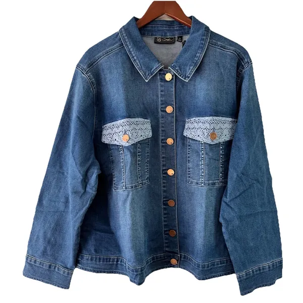 DG2 by Diane‎ Gilman Women's Stretch Denim Embroidered Jacket Indigo 2xl - Image 10