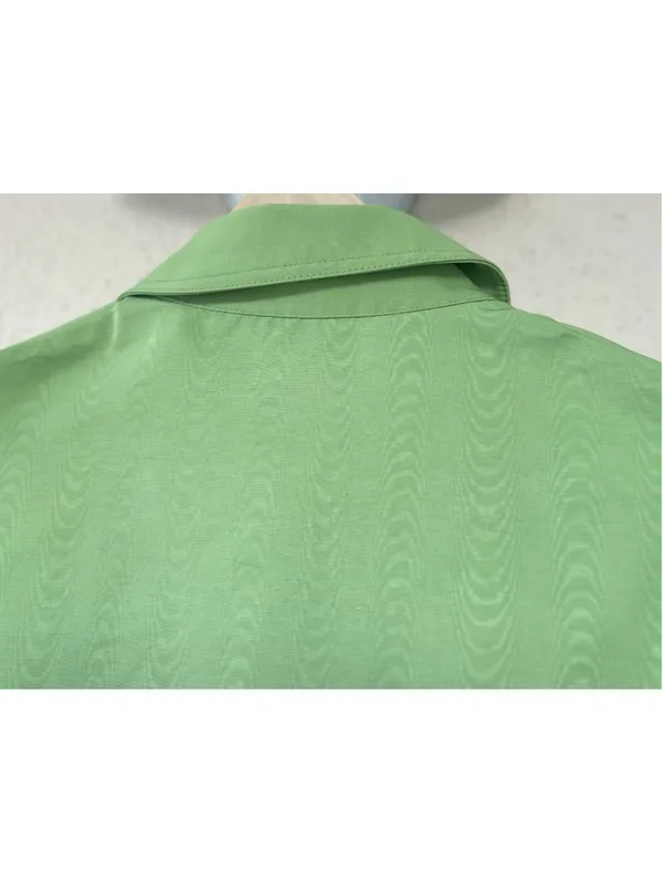 New Tuckernuck Pistachio Green Chloe Midi Dress S Belted Collared Moir Classic - Image 11