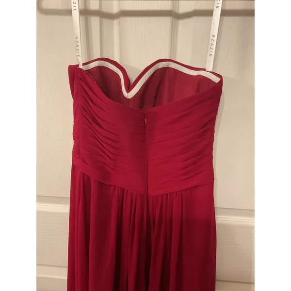 Azazie Yazmin Burgundy A-line Sweetheart Chiffon Dress Formal Gown, approx sz 2 - Image 7