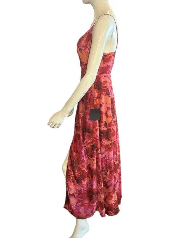 Lulus Beautiful Soul Floral Print Twist-Front Maxi Dress Burgundy XL NWT - Image 7