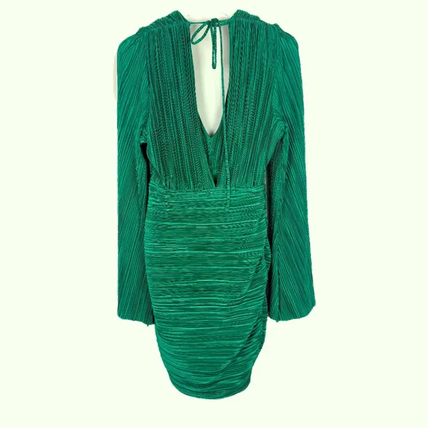 Hello Molly Hype Girl Plisse Long Sleeve Mini Dress Green US Size 8 - Image 11