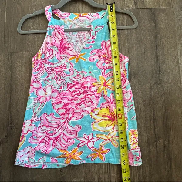 Lilly Pulitzer Arya Pink Blue Tank Lolita Print Sleeveless Cotton Tank Top XS - Image 6