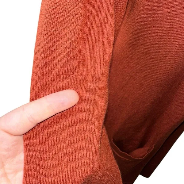 Alexandra + Oak Pumpkin Spice Orange Long Open Front Cardigan‎ Pockets Sz Medium - Image 5