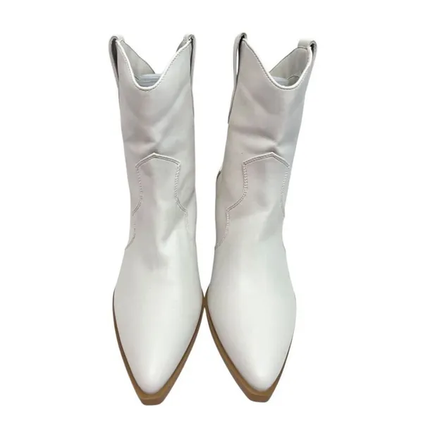 Journee Collection Western Boots Size 9 White‎ Pointed Toe Block Heel - Image 4