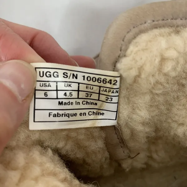 Ugg Sz 6 Boots Rella Beige Suede Shearling Lined Ankle Short Booties Snap Strap - Image 7