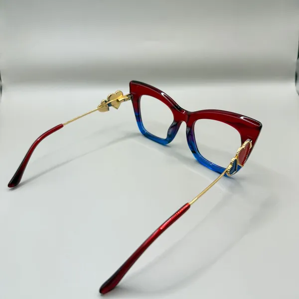 Vooglam Red & blue Cat-Eye Glasses frame, no prescription. - Image 5