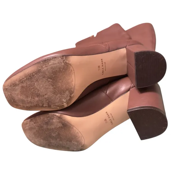 Cole Haan Knee High Leather Boots Women 7.5B Dusty Rose Luxe Heel EUC Designer - Image 13