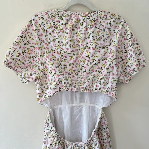 J.Crew Side Cutout Poplin Cotton A-Line Midi Dress White Meadow Floral - Image 9