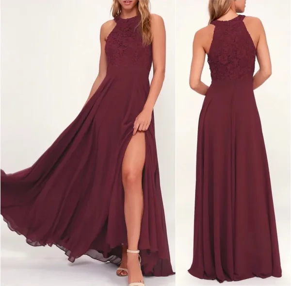 Lulu’s picture perfect burgundy lace maxi dress - Image 2