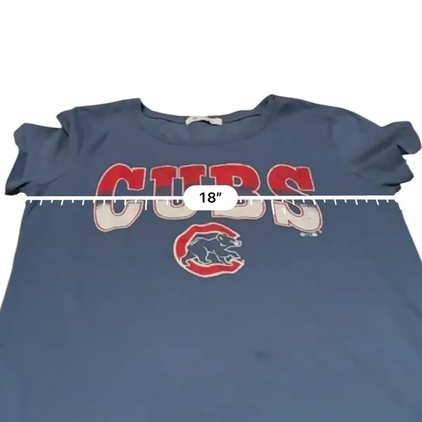 47 Brand Chicago Cubs T Shirt Womens M Blue‎ Distressed Logo MLB Graphic Tee - Image 6