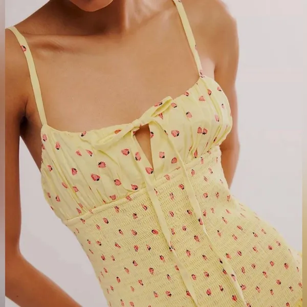Free people Yellow strawberry pattern Midi Dress - Image 2
