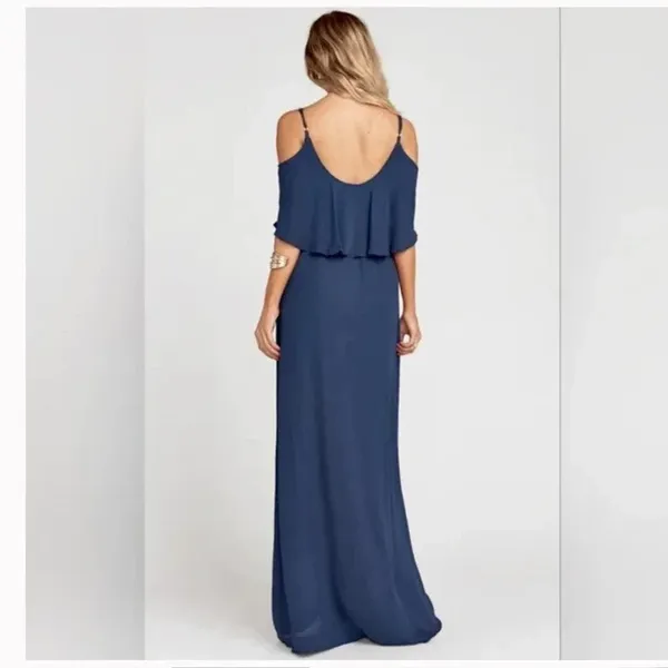 Show Me Your Mumu Caitlin Ruffle Maxi Dress in Rich Navy Crisp Blue Size XS - Image 5