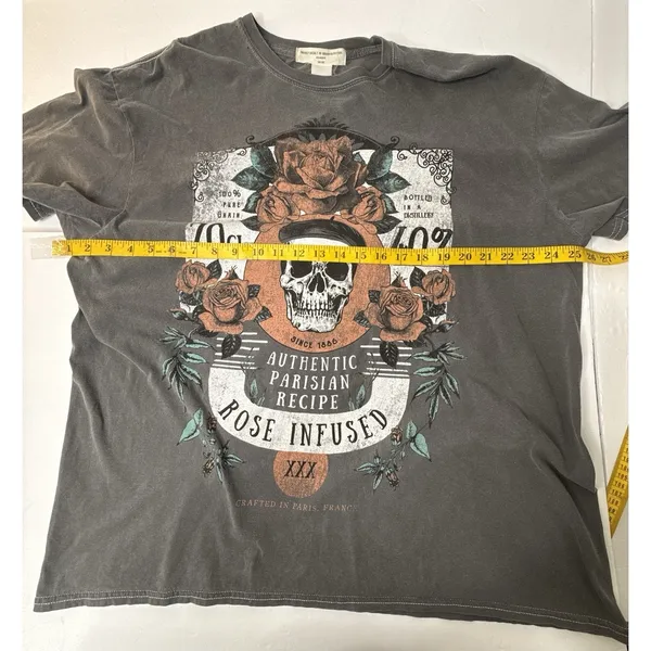 Urban Outfitters Project Social‎ T Gray Skull OS Oversized Floral Paris Grunge - Image 5