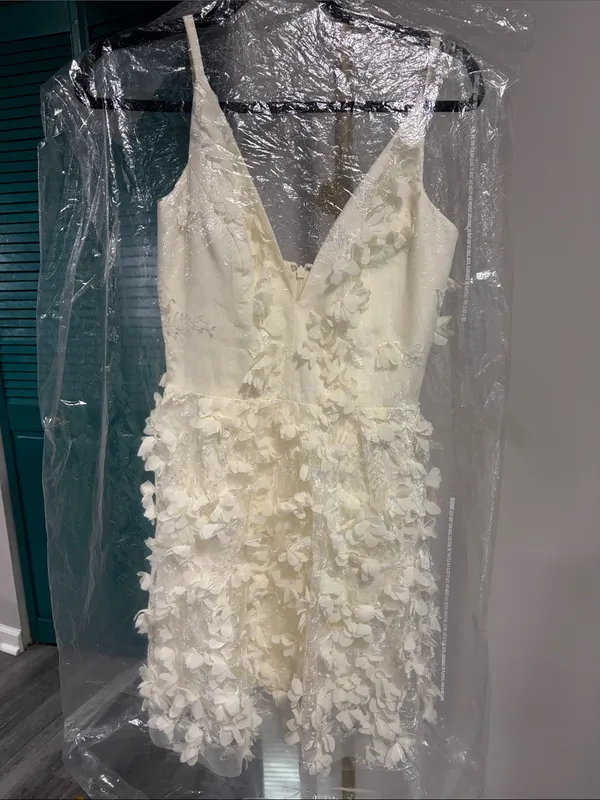 Helsi Riley Floral Appliqué Bridal Mini Dress Anthropologie - Image 6