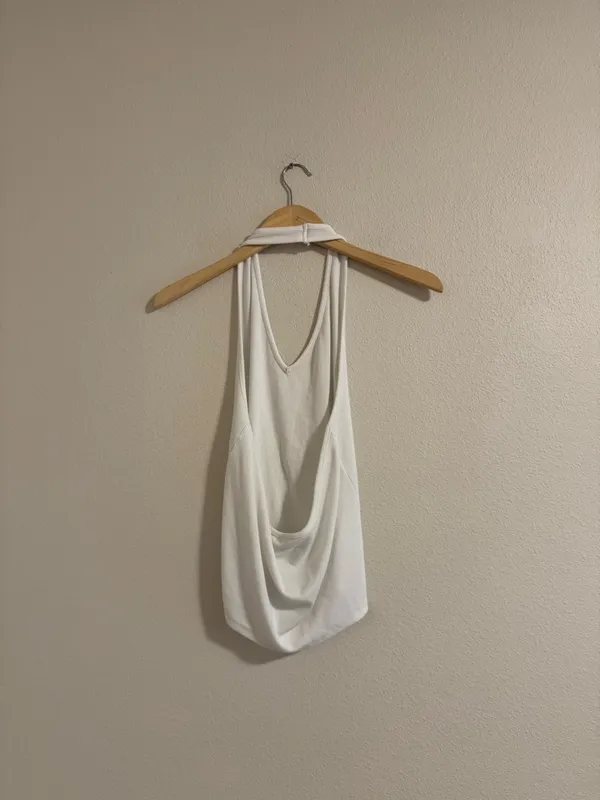 American Eagle Outfitters White V-Neck High-Low Tank - Image 2
