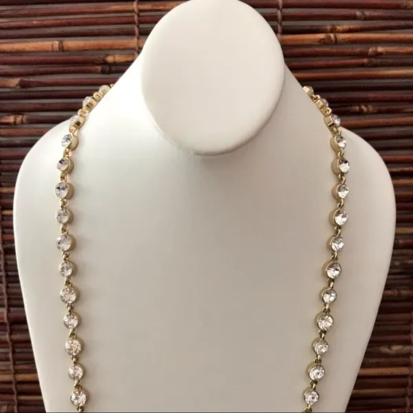 Chico's Brûlée Crystal & Gold Tone Long Necklace - Image 3