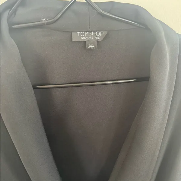Topshop Black Shawl Collar Wrap Dress - Image 3