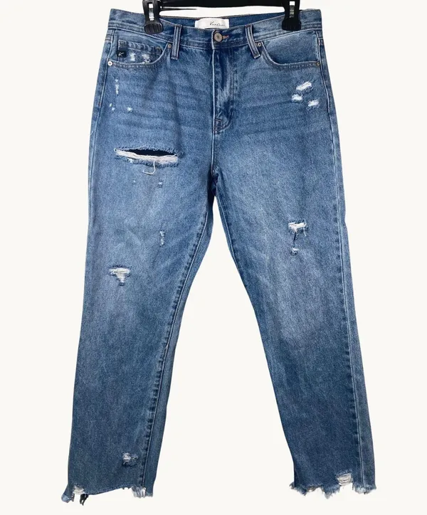 KanCan Michelle High Rise Slim Straight Jeans Size 9/28 Actual 31x27 Distressed - Image 3