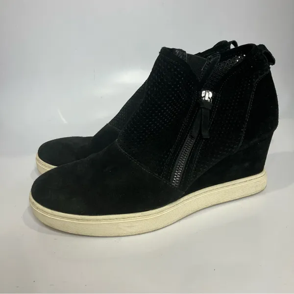 Sofft Bellview black suede‎ wedge sneakers booties women’s size 10 casual - Image 4