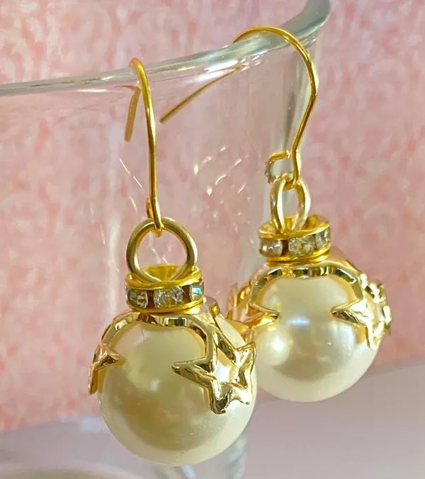 Handmade Dangle Earrings Star Pearl Kawaii Gift - Image 2