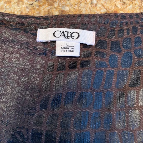 CATO L Large Brown Grommet Jacket with Mock Black Reptile Pattern Top - Image 5