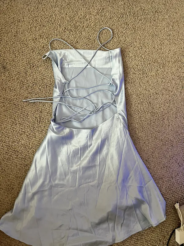 Beginning Boutique Mini baby blue satin dress - Image 2
