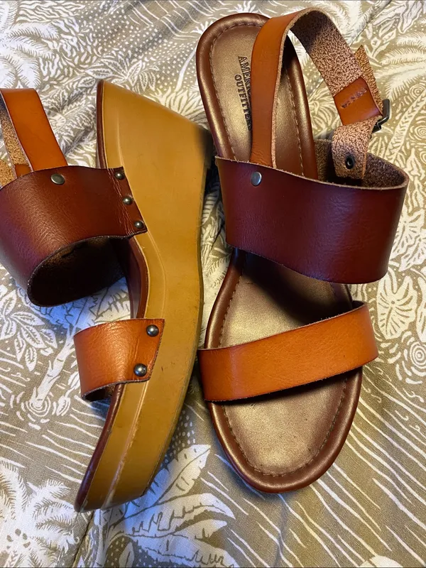 American Eagle Brown Leather Platform Sandals - Unbranded - Image 3