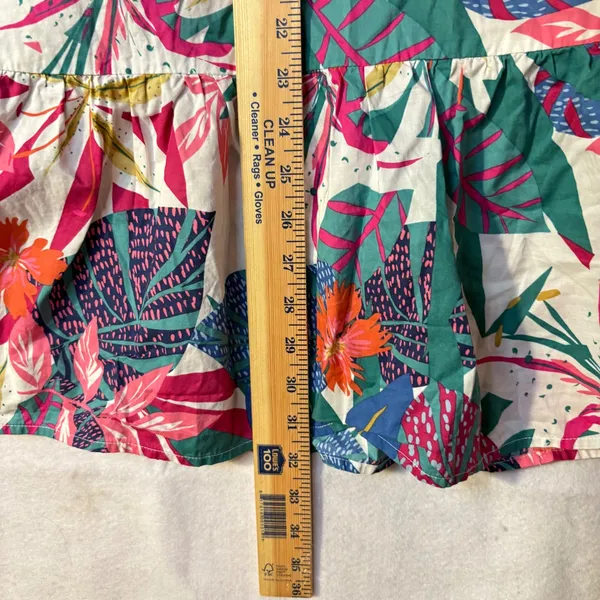 SUNDRY Tropical Floral Print Short Sleeve Ruffle‎ Hem cotton Dress Size S - Image 8